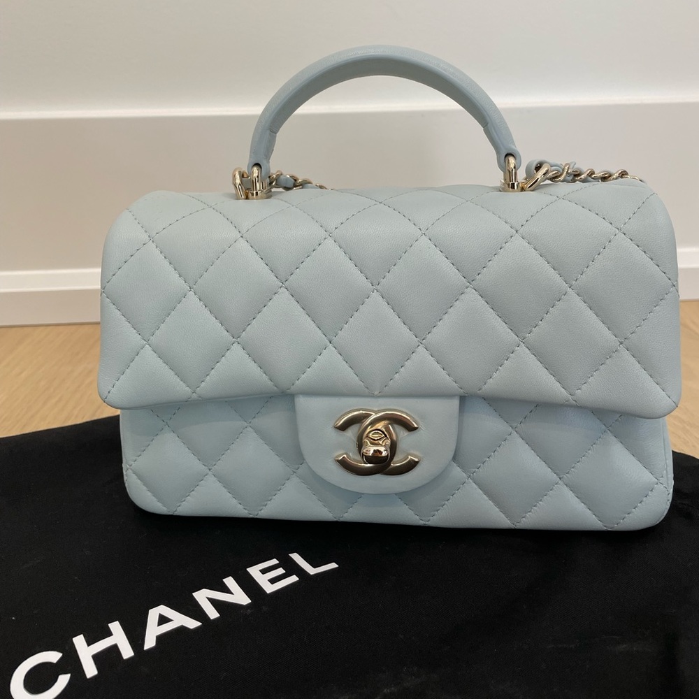 ❌SOLD❌ Chanel mini rectangular flap with top handle (brand new, full set) - Picture 1 of 8
